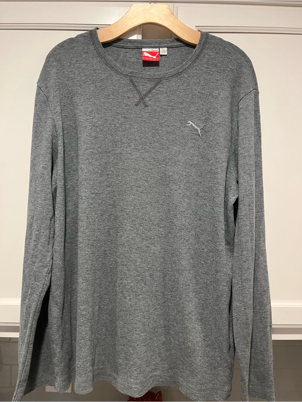 Puma Men's Gray Long-Sleeve Crew Sweater